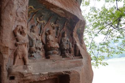 Qianfo Cliff in Xiajiang County, Sichuan, China